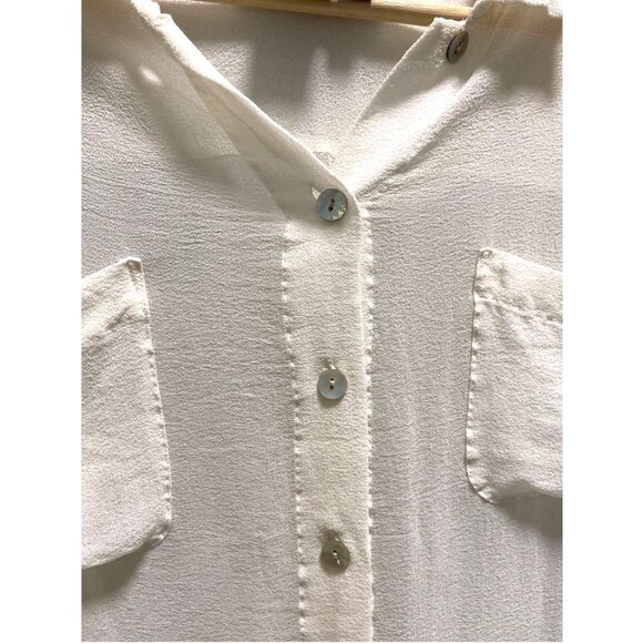 Boston Proper Vintage Silk Button Down Blouse White Size 14 Quiet Luxury Flowy - Picture 6 of 11